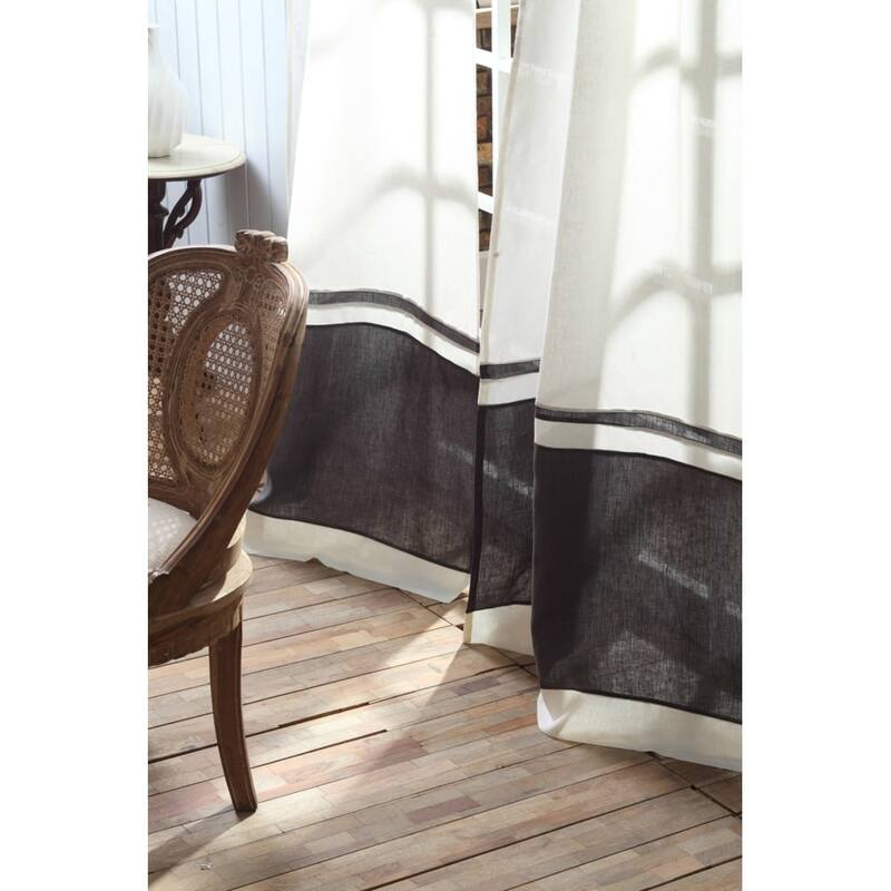 Orfeo Linen Curtain Ivory/Steel Blue, 84" - 84 Inches - Ivory