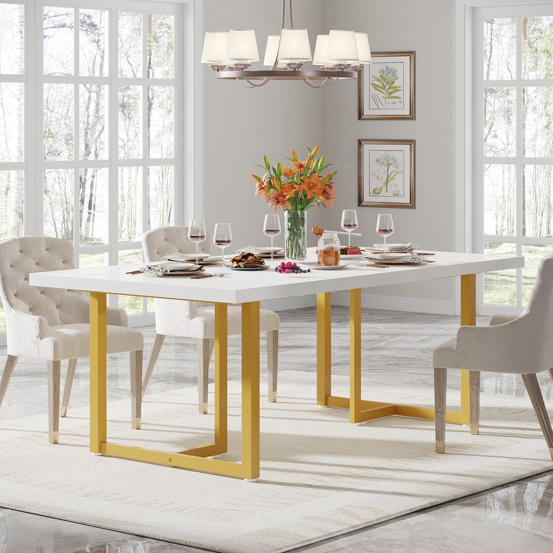Industrial Rectangular 6 Seat Dining Table Kitchen Table for