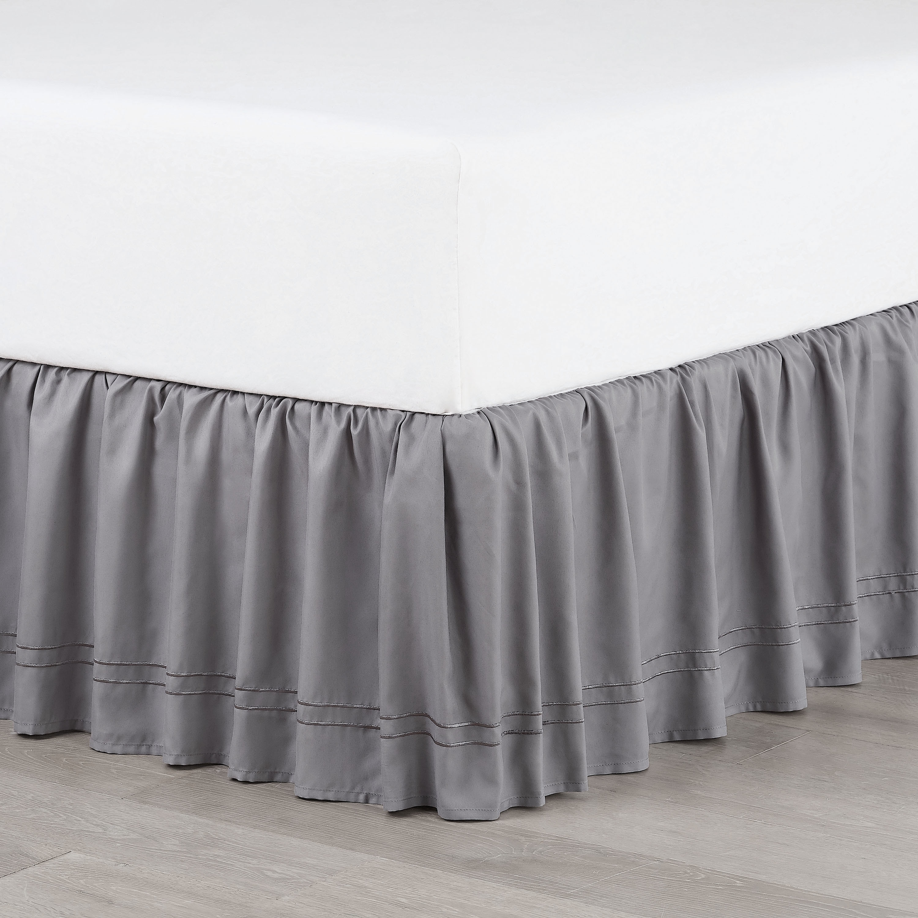 Baratta Double Baratta Stitch Embroidered Bed Skirt Polyester Elegant