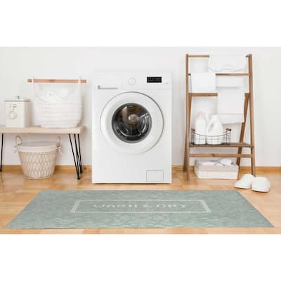 WASH & DRY Laundry Room Mat in Sage