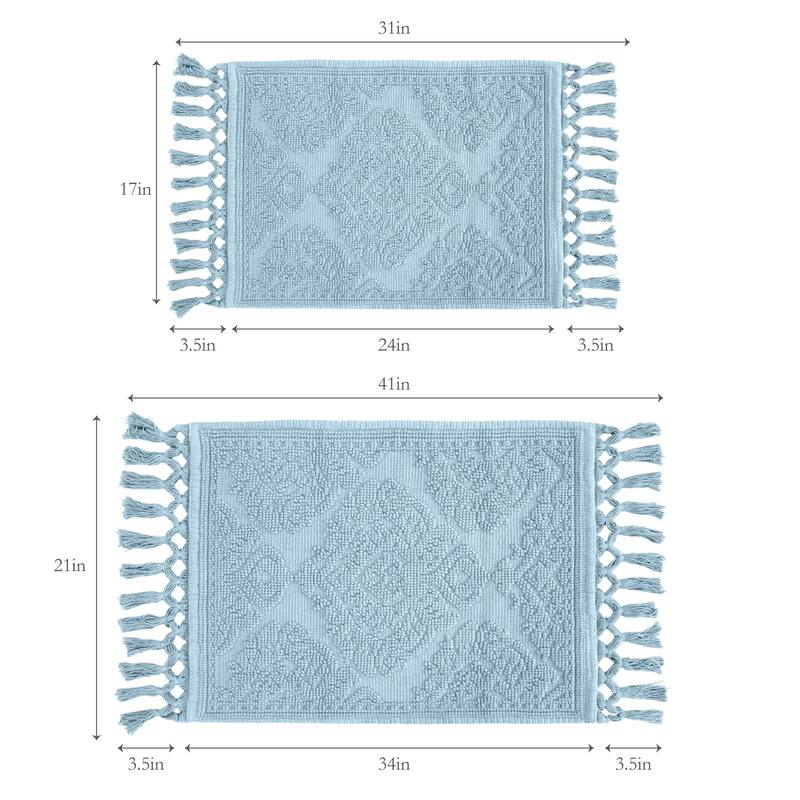 Jean Pierre Ricardo Cotton Fringe 2-Piece Bath Rug Set