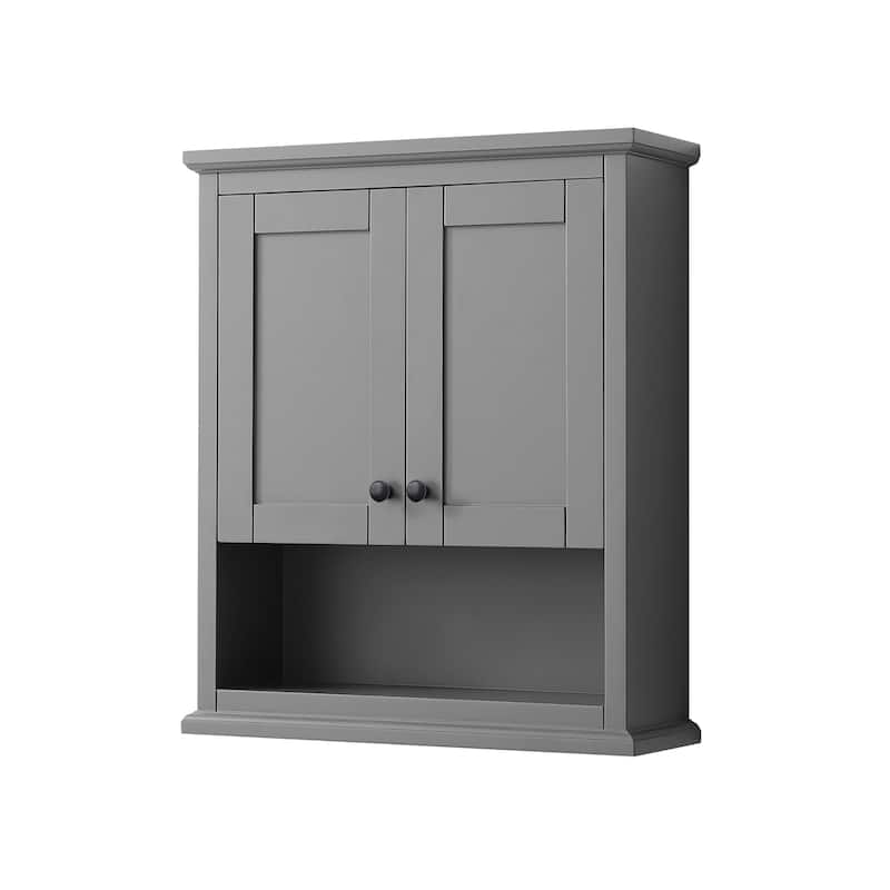 Avery Wall-Mounted Bathroom Storage Cabinet - Dark Gray, Matte Black Trim