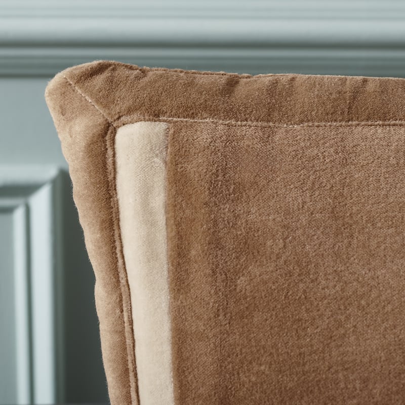 SAFAVIEH Home Jinnie 18-inch Square Khaki/Ivory Cotton Velvet Blend Decorative Throw Pillow