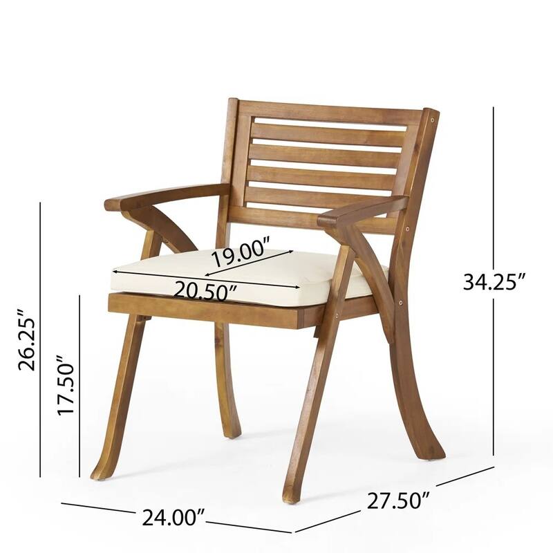7 Piece Patio Dining Set Outdoor Rectangular Acacia Wood Table and Chairs Furniture Set with Removable Soft Cushions