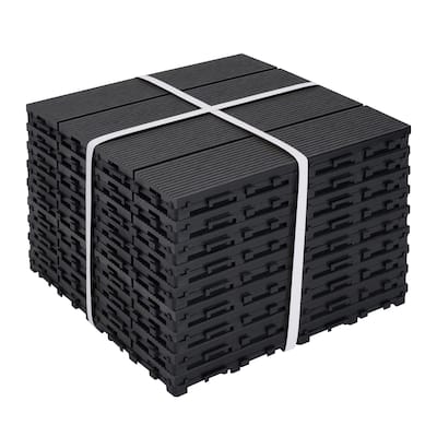 9 PCS heavy-duty & recyclable Wood-Plastic Interlocking Deck Tiles 11.8" x 11.8"- Waterproof Outdoor and Indoor Flooring