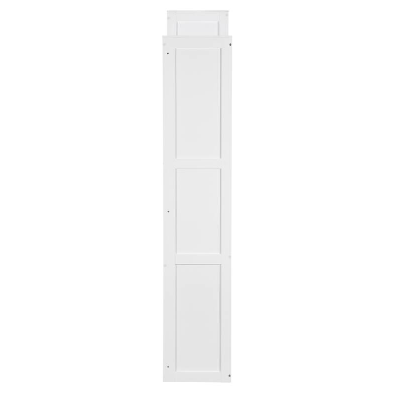 Queen Size Murphy Bed with Work Desk and Storage Cabinets, Wooden Foldable Wall Bed with Flip-Up Vanity for Bedroom Guest Room