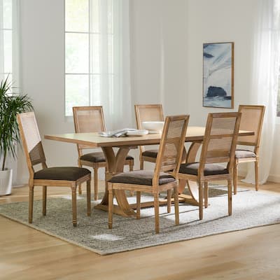 Pampas Wood and Cane Dining Set by Christopher Knight Home