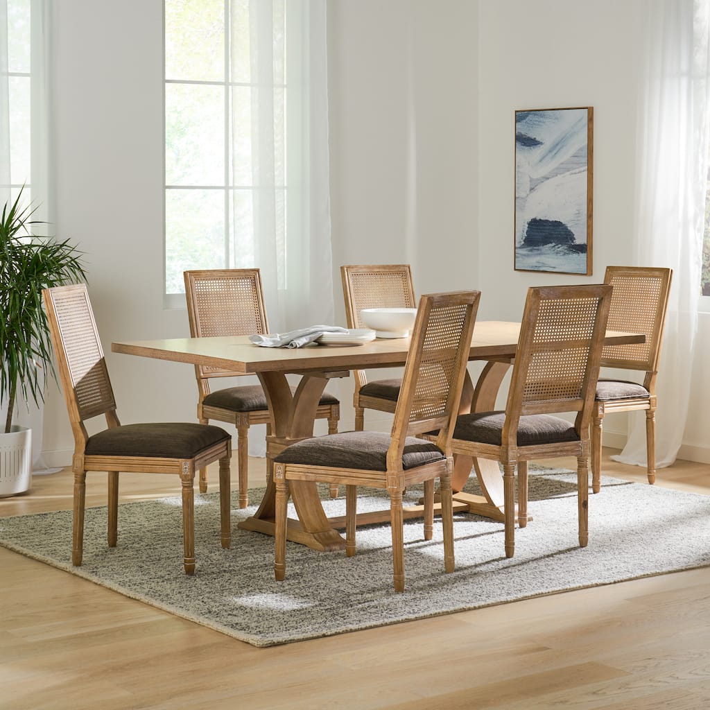 Pampas Wood and Cane Dining Set by Christopher Knight Home