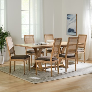 Pampas Wood and Cane Dining Set by Christopher Knight Home