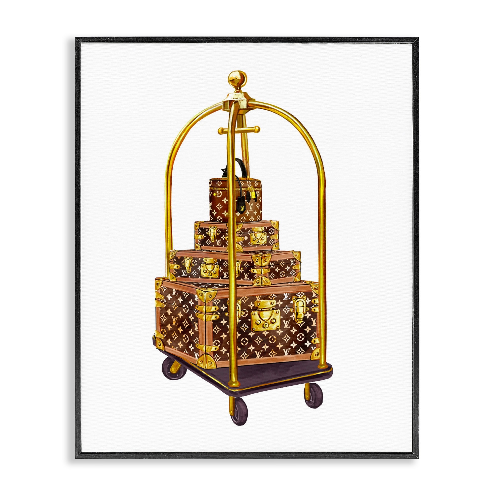 Stupell Glam Hotel Luggage Framed Giclee Art Design By Ziwei Li