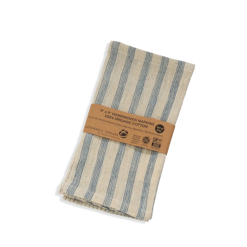 MELANGE Napkins - Handmade Organic Cotton, Fair Trade, Eco-Dyed | Set of 4, 9"x9" by Sustainable Threads