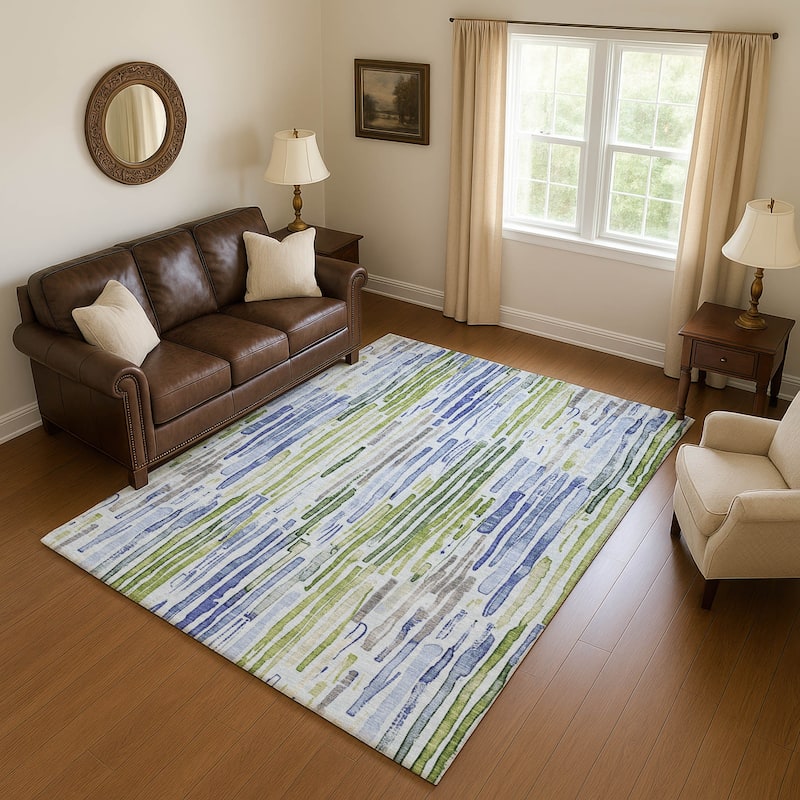 Premium Washable Super Soft Modern Stripes Mayfield Rug - Sky - 3' x 5'