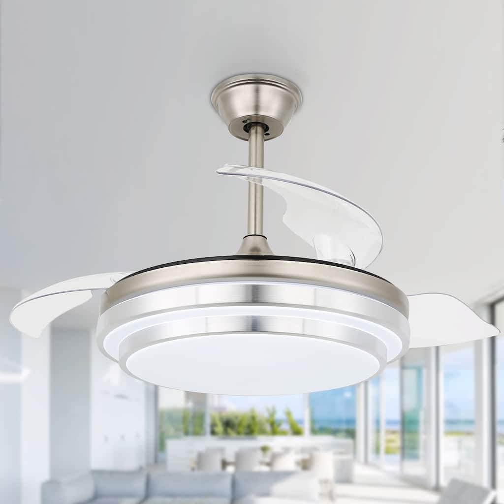 Cusp Barn 42-In Retractable Ceiling Fan with Light and Remote Control Modern 3-Blade Lighting Fixture