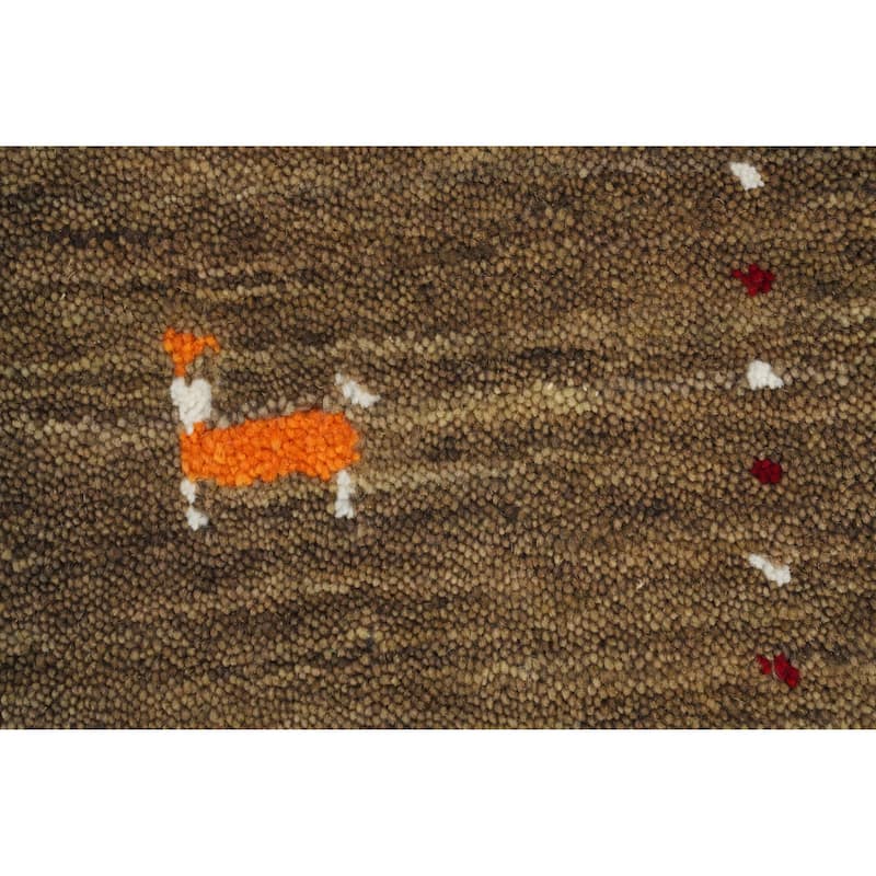 Hand Knotted Oriental 100% Wool Carpet Tribal Animal Pictorial Brown Gabbeh Area Rug - 6' 0'' X 4' 4''