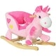 preview thumbnail 1 of 8, Toddler Rocking Unicorn with Music, Safety Seatbelt & Footrests, Plush Ride-On Horse for Kids 18-36 Months Pink