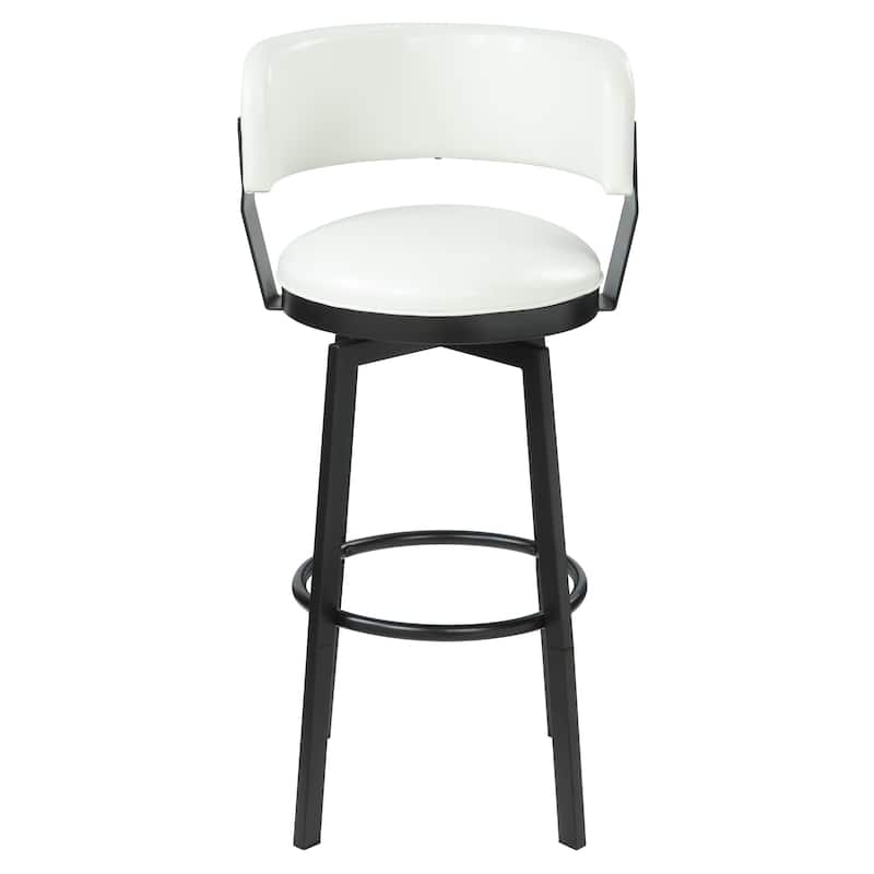 Azalea Park Barrel Back Indoor Adjustable Faux Leather Swivel Barstool - 19.49 W x 18.5 D x 37.8 H"