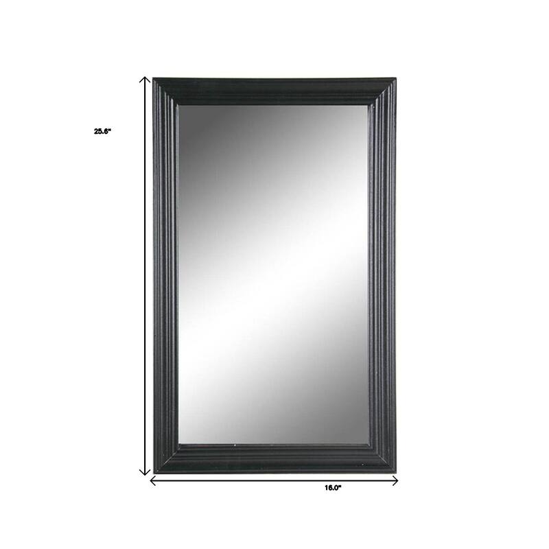 HomeRoots 26" Black Beveled Lines Framed Accent Mirror - 16' X '25.6' X '0.8