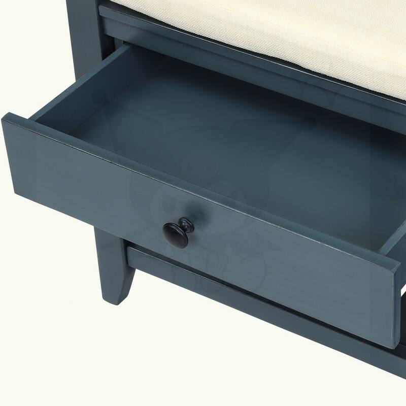 Shoe Rack with Cushioned Seat and Drawers
