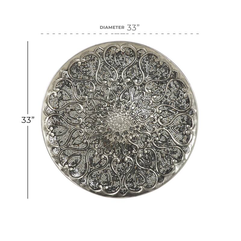 Silver Metal Plate Home Wall Decor with Embossed Details