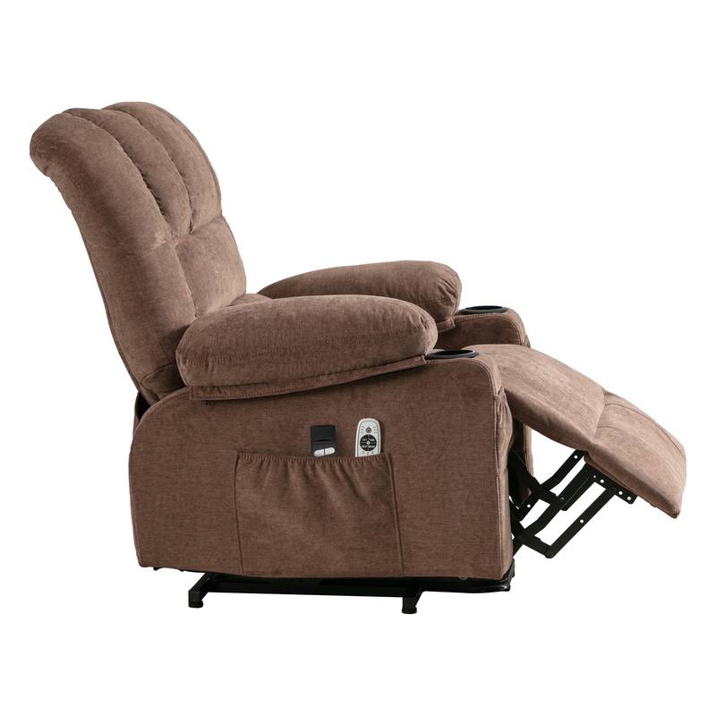 Power Lift Recliner Chair for Elderly with Vibration Massage and Heat, Living Room Single Electric Sofa with USB & Cup Holder