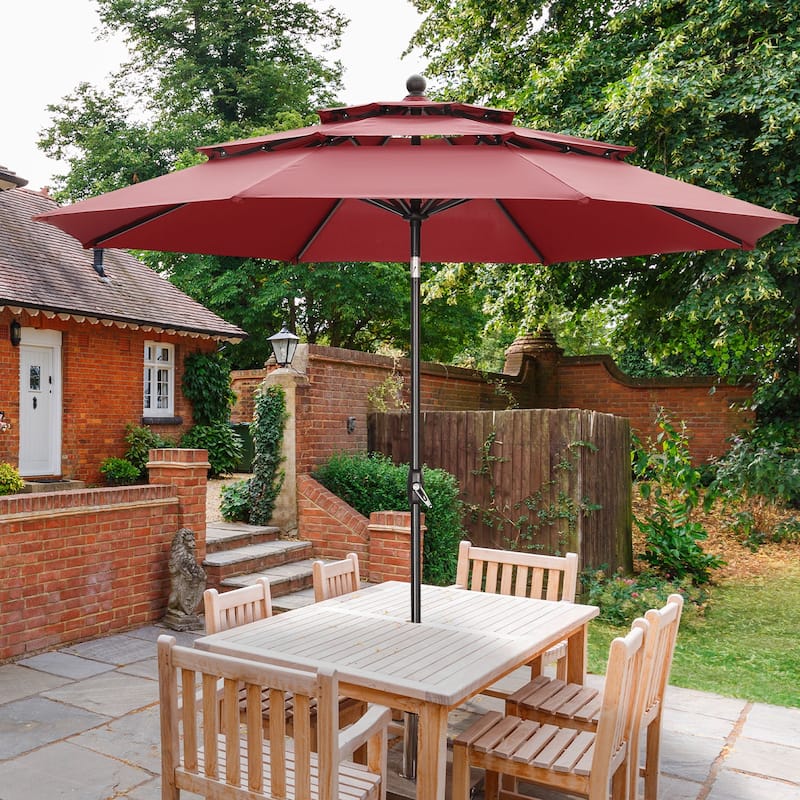 Ainfox 10ft Patio Umbrella 3-tier Outdoor Umbrella Without Base