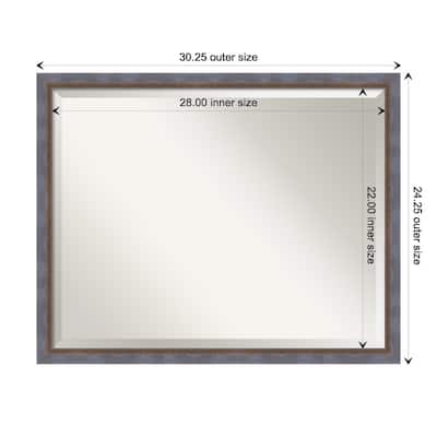 Two Tone Beveled Wood Framed Bathroom Vanity Wall Mirror