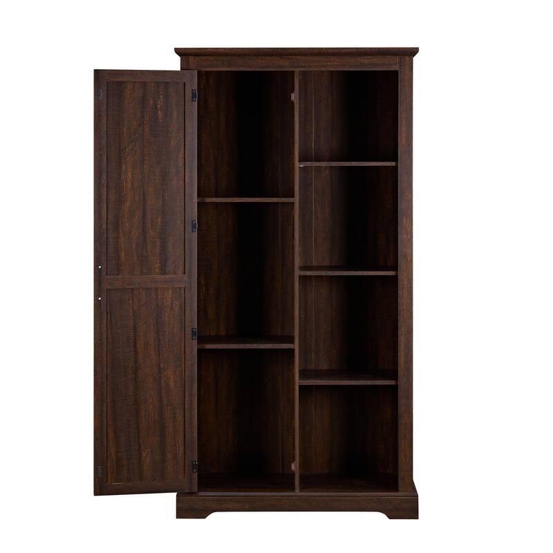 Rustic Farmhouse Pantry Cabinet with Sliding Barn Door Storage - 39" W x 15.75" D x 74" H
