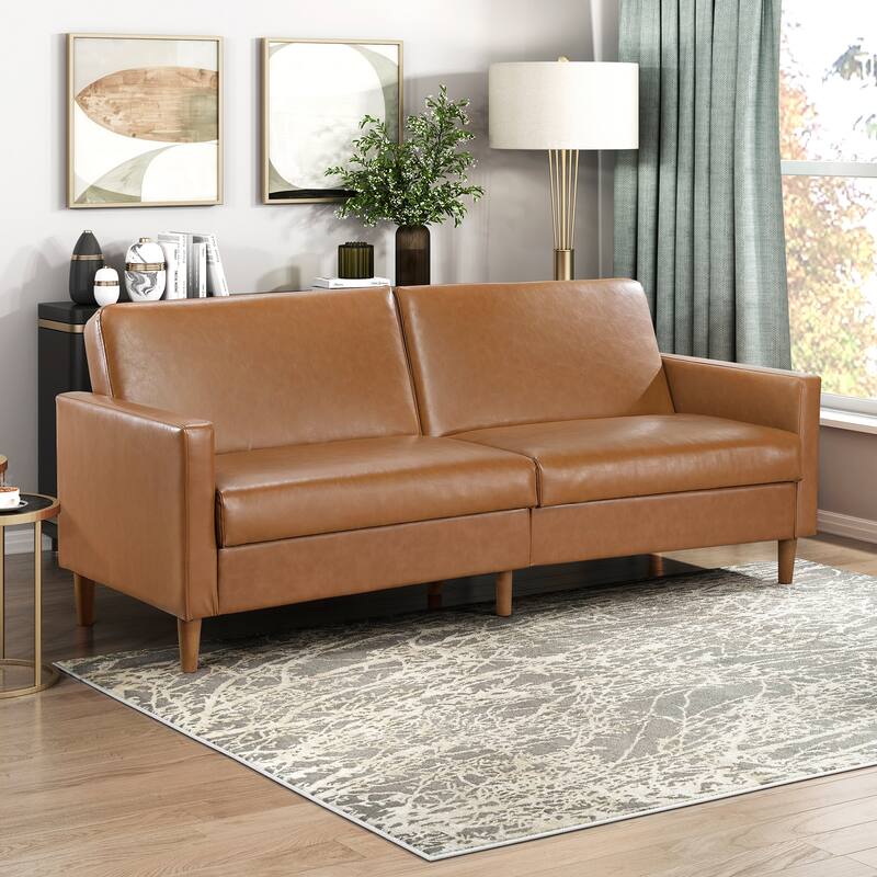 Fremont & Park Fitz 79" Faux Leather Elegant Lounger - Drop-down Back Mechanism