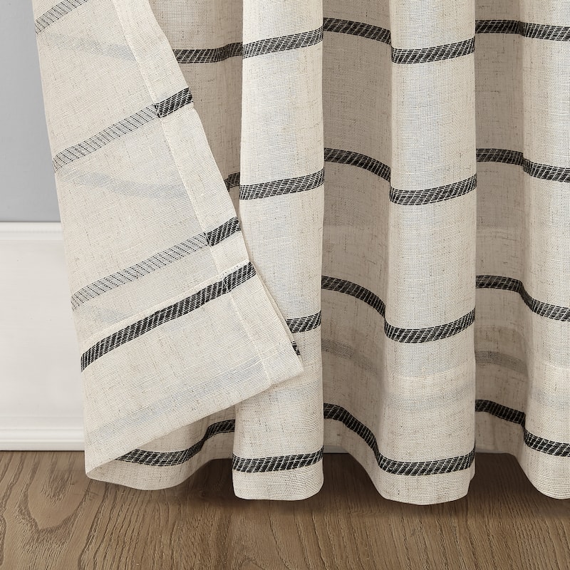 Clean Window Twill Stripe Anti-Dust Linen Blend Sheer Curtain Panel, Single Panel