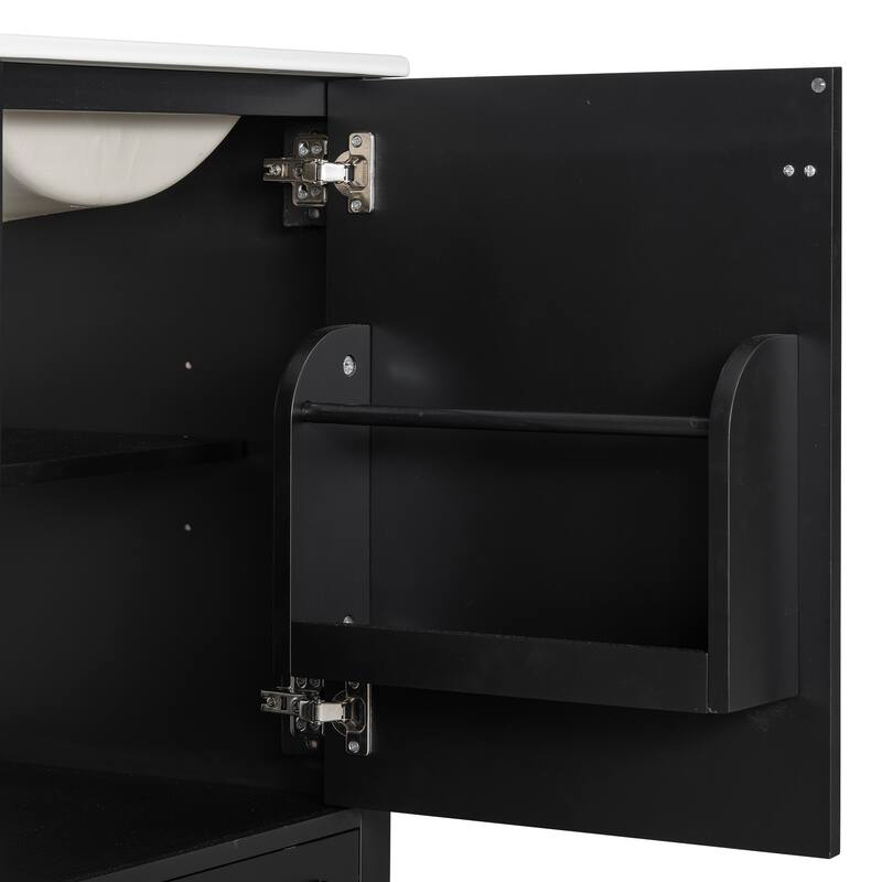 20 Inch Bathroom Vanity With Ceramic Sink, Soft Close Door, Adjustable U-Shaped Shelf, Compartment Drawer And Door Storage Rack