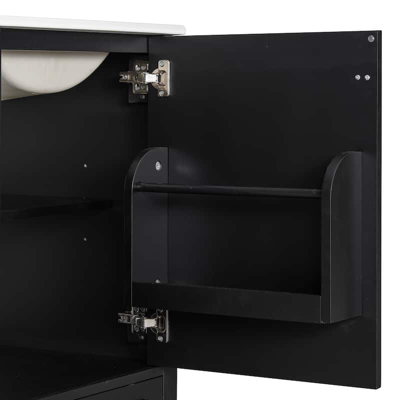 Roomfitters 20" Bathroom Vanity with Ceramic Sink, Soft-Close Door, U-Shaped Shelf, Drawer and Door Rack