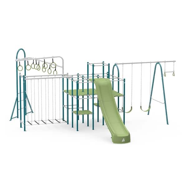 slide 2 of 7, ActivPlay Base Camp Playground + Hanging Bridge, Jungle Line