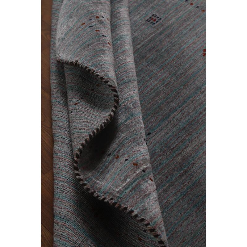 Hand Knotted Oriental 100% Wool Carpet Tribal Animal Pictorial Greys & Charcoal Gabbeh Area Rug - 5' 10'' X 3' 11''
