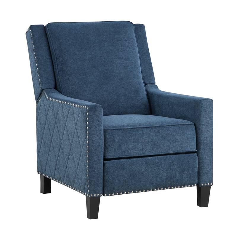 Textured Fabric Upholstered Reclining Chair with Nailhead Trim