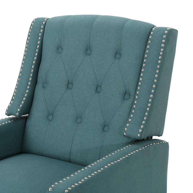 Pushback Recliner Chair, Fabric Armchair Push Back Recliner with Rivet Trim, Mid Century Tufting Accent Chair for Living Room
