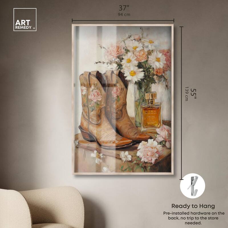 Delicate Floral Boots II Shadowbox by Art Remedy