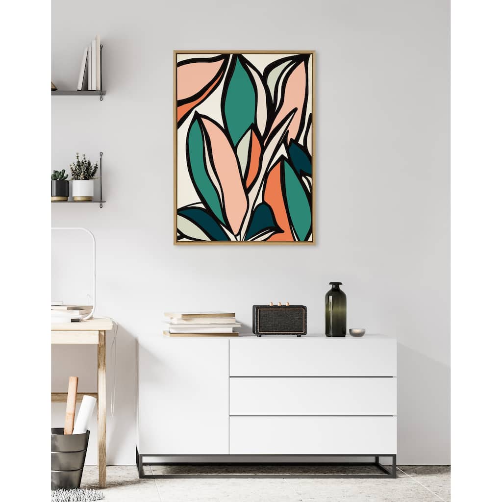 Kate and Laurel Sylvie Fanciful Ficus 2 Framed Canvas by Alicia Bock