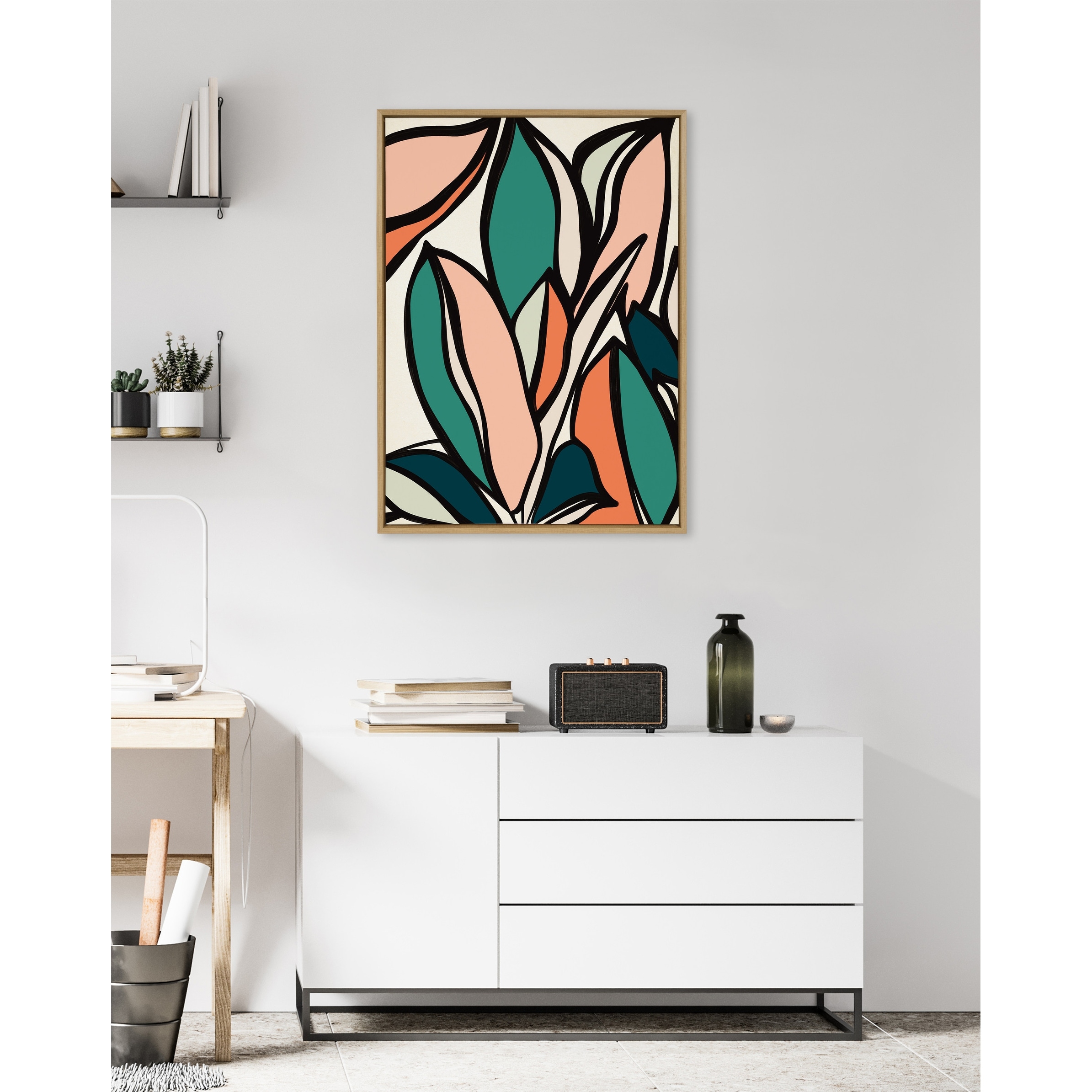 Kate and Laurel Sylvie Fanciful Ficus 2 Framed Canvas by Alicia Bock