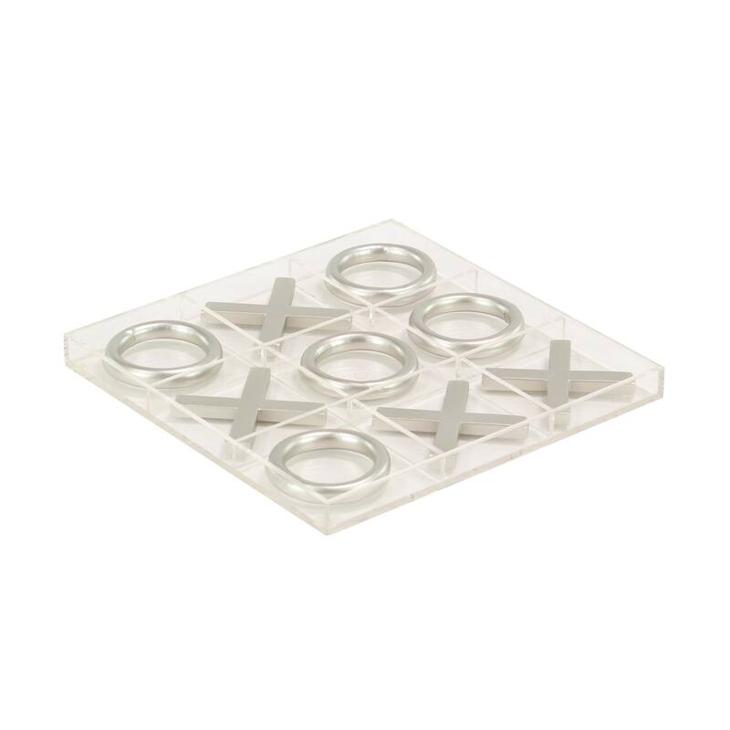 Gold or Silver Metal Tic Tac Toe Game Set with Gold Pieces
