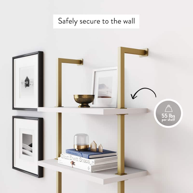 Nathan James Theo 5-Shelf Ladder Bookcase Wood with Metal Frame