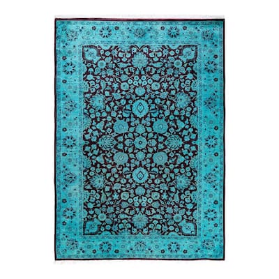 Fine Vibrance One-of-a-Kind Hand-Knotted Area Rug - Blue, 4' 2" x 6' 3" - 4' 2" x 6' 3"