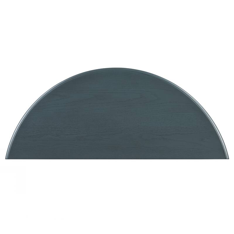 Farmhouse Half Moon Console Table with Drawer & Shelf - Rustic Accent Table