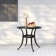 preview thumbnail 8 of 14, Outdoor Cast Aluminum Dining Table with Umbrella Hole