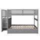 preview thumbnail 3 of 15, Full Over Full Size Bunk Stairway Bed with Twin Size Trundle and Storage Drawers, Solid Wood Detachable Bunkbed Bedframe