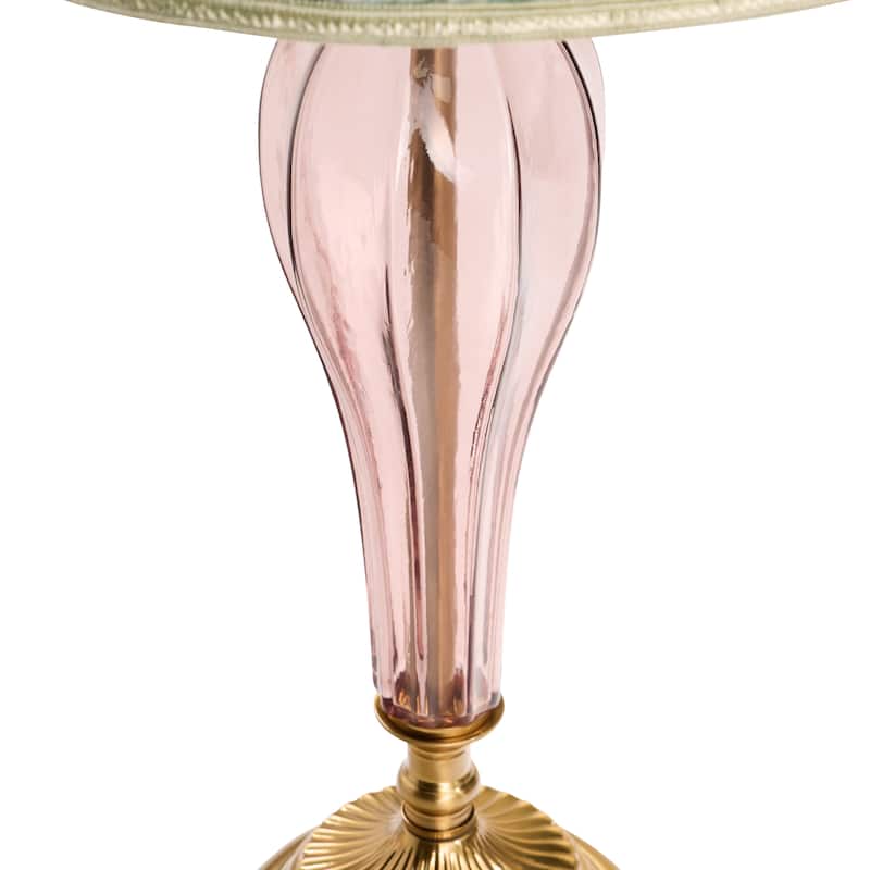 Clara River of Goods Pink/Green Drum Shade 33-Inch Table Lamp - 17" x 17" x 33"