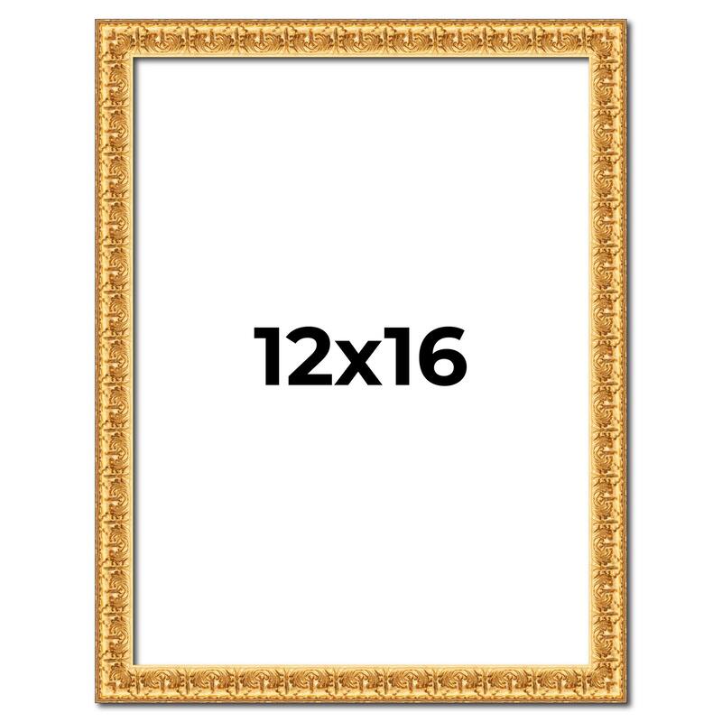 12x16 Frame Gold Real Wood Picture Frame Width 1 inches | Interior