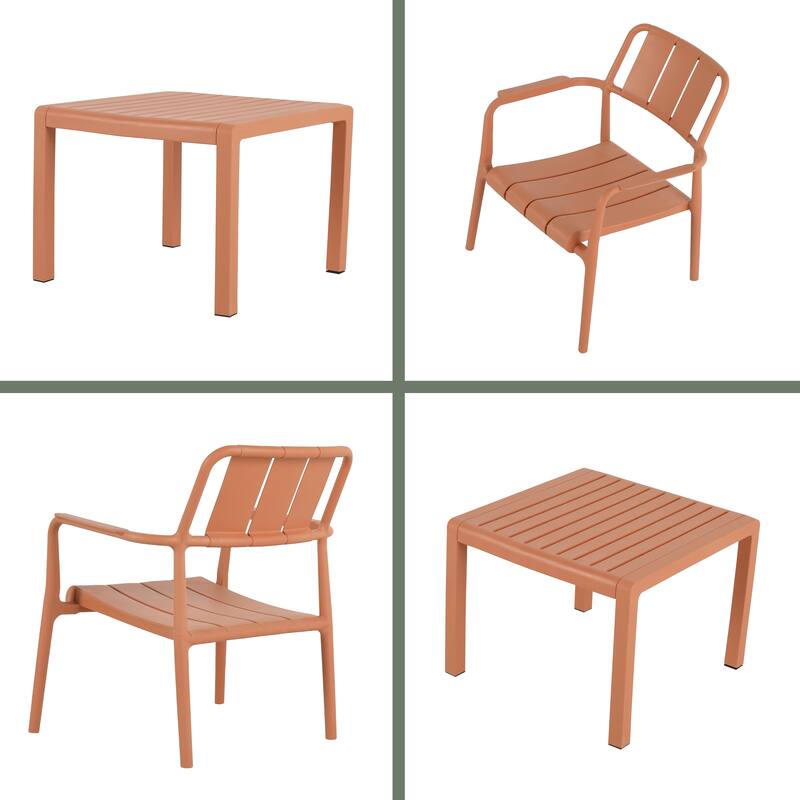 BNK 3 Piece PP Patio Sets, 2 Chairs With Table, Indoor/Outdoor Multi-Purpose Furniture