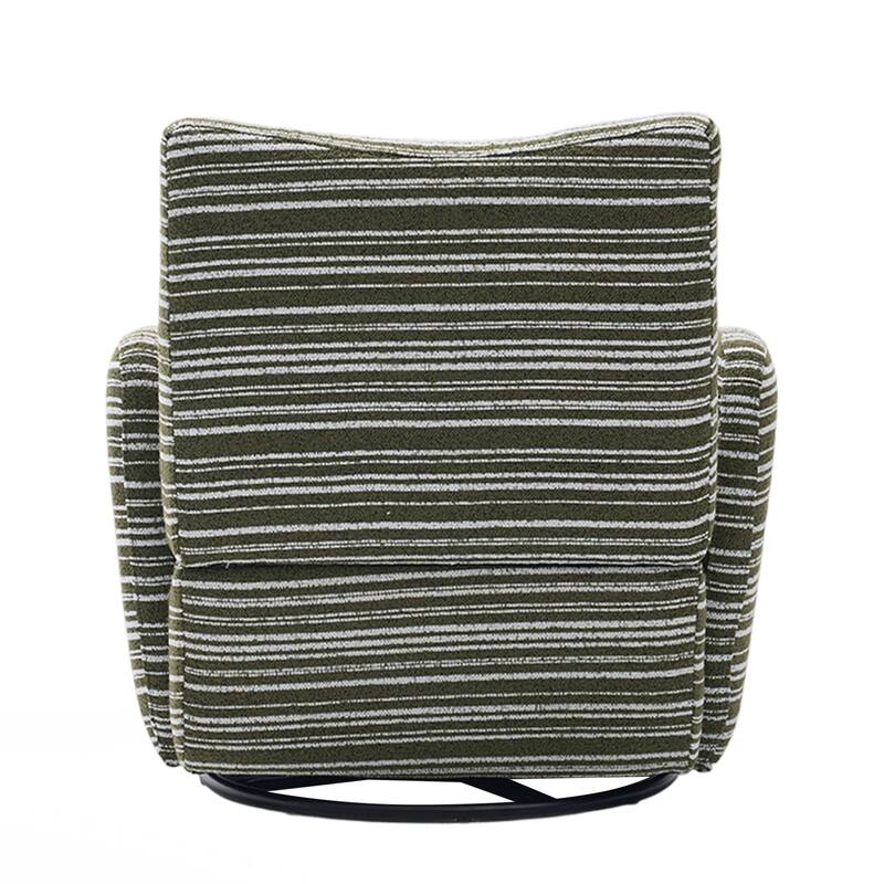 Modern Style 360° Swivel Leisure Chair Fabric Striped Armrest Swivel Chair and metal bracket, suitable for living room, balcony