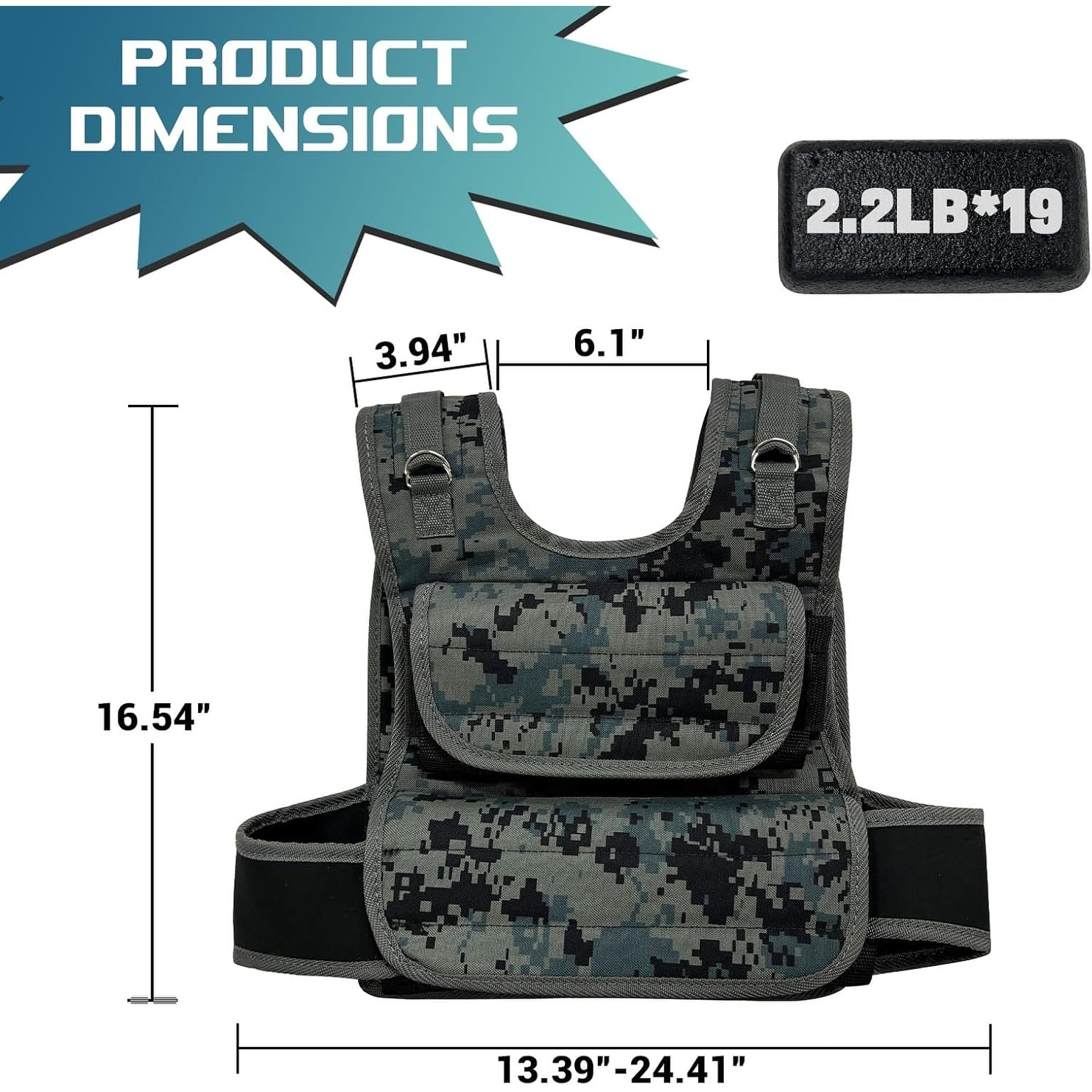 Adjustable Weighted Vest 44 LB for Home Workouts and Strength