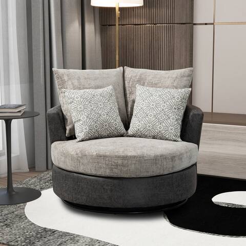 360-degree Swivel Chair Barrel Chair With Cushions and Pillows